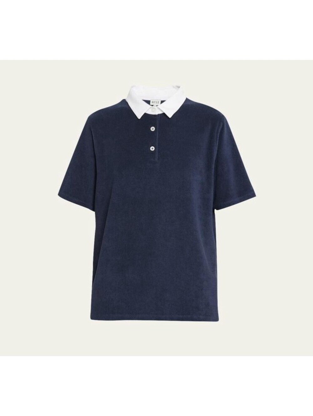 Kule Men’s Terry Cloth Polo Shirt Navy Blue Size Large Classic Basics Luxury EUC